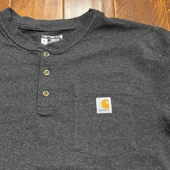 Carhartt Loose Fit Henley Dark Gray Pocket T-Shirt Men's Size Medium - Picture 2 of 7